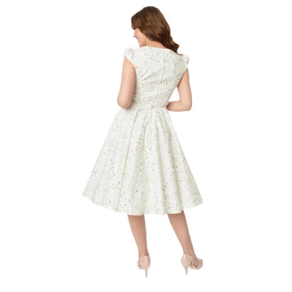 NWT Magnolia Park Ivory Constellation Dress Full Skirt Short Sleeves Size L